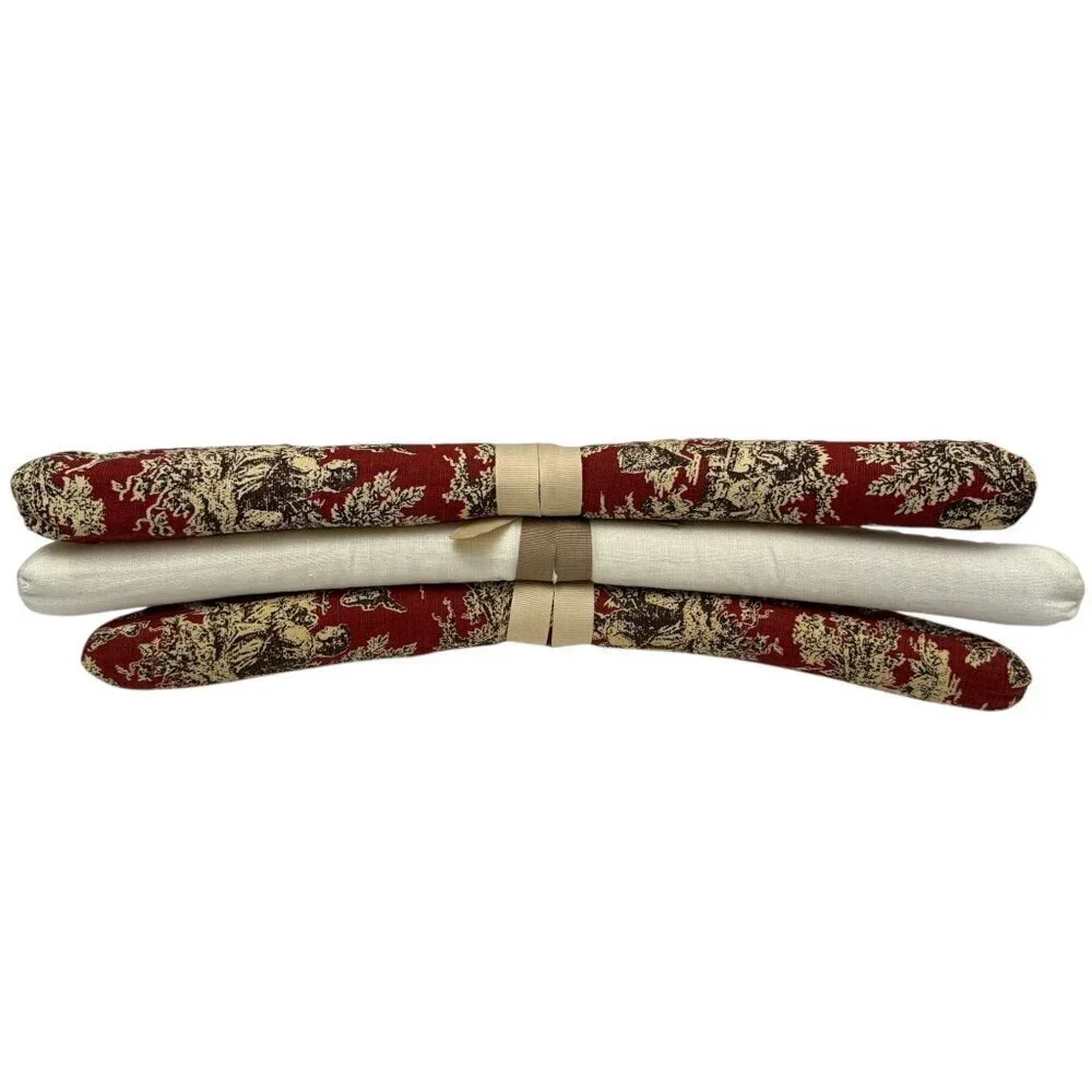 French Country Padded Hangers Set of 3 Red Toile Fabric